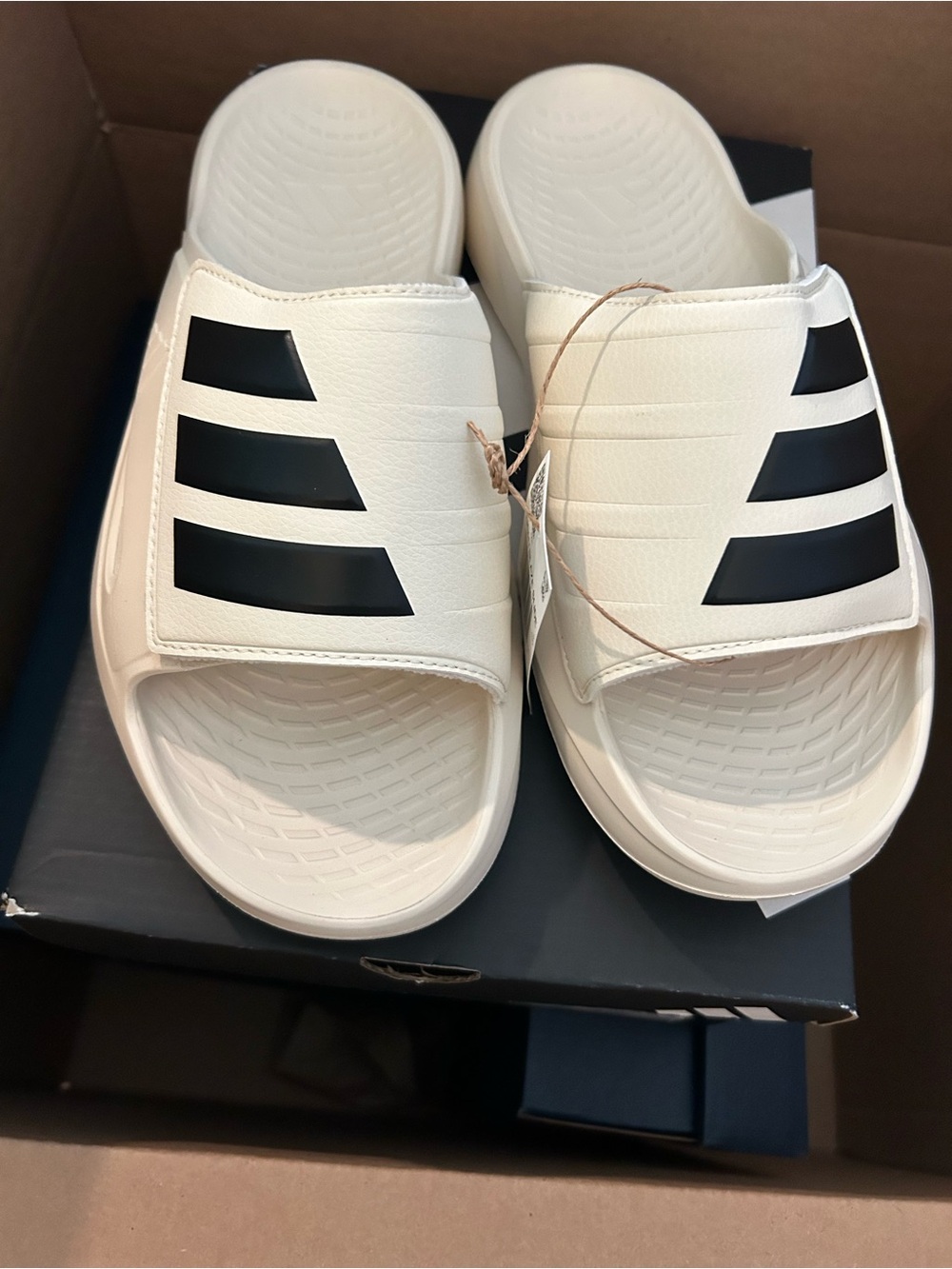adidas Slide Sandals with Black Three-Stripes